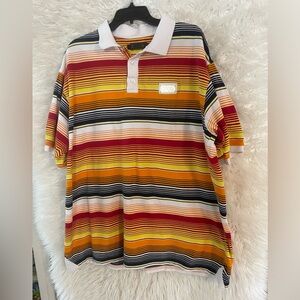 Coogi Vintage Men’s Multicolored Striped Short Sleeve Polo Shirt. Size XXL